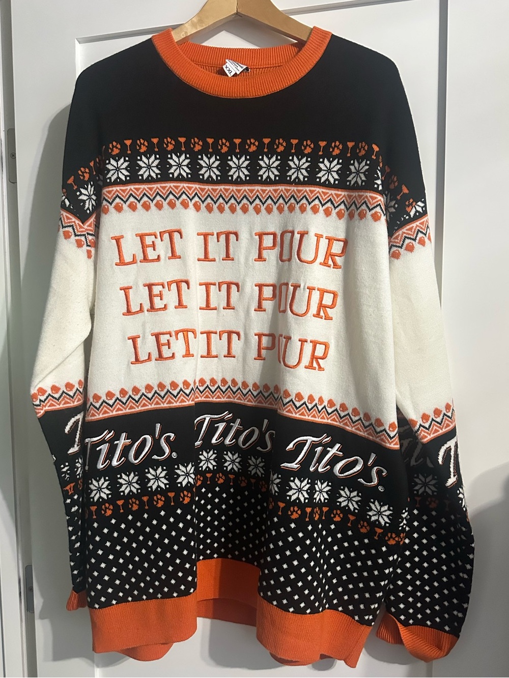 Tito’s Branded Holiday Sweater - embroidered Black, White & Orange
